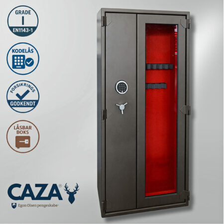 Våbenskab med glaslåge.