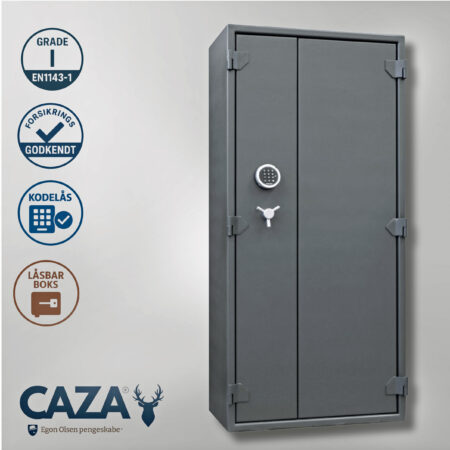 Våbenskab CAZA 70 Box med kodelås og justerbare geværholdere, EN1143-1 Grade 1 godkendt