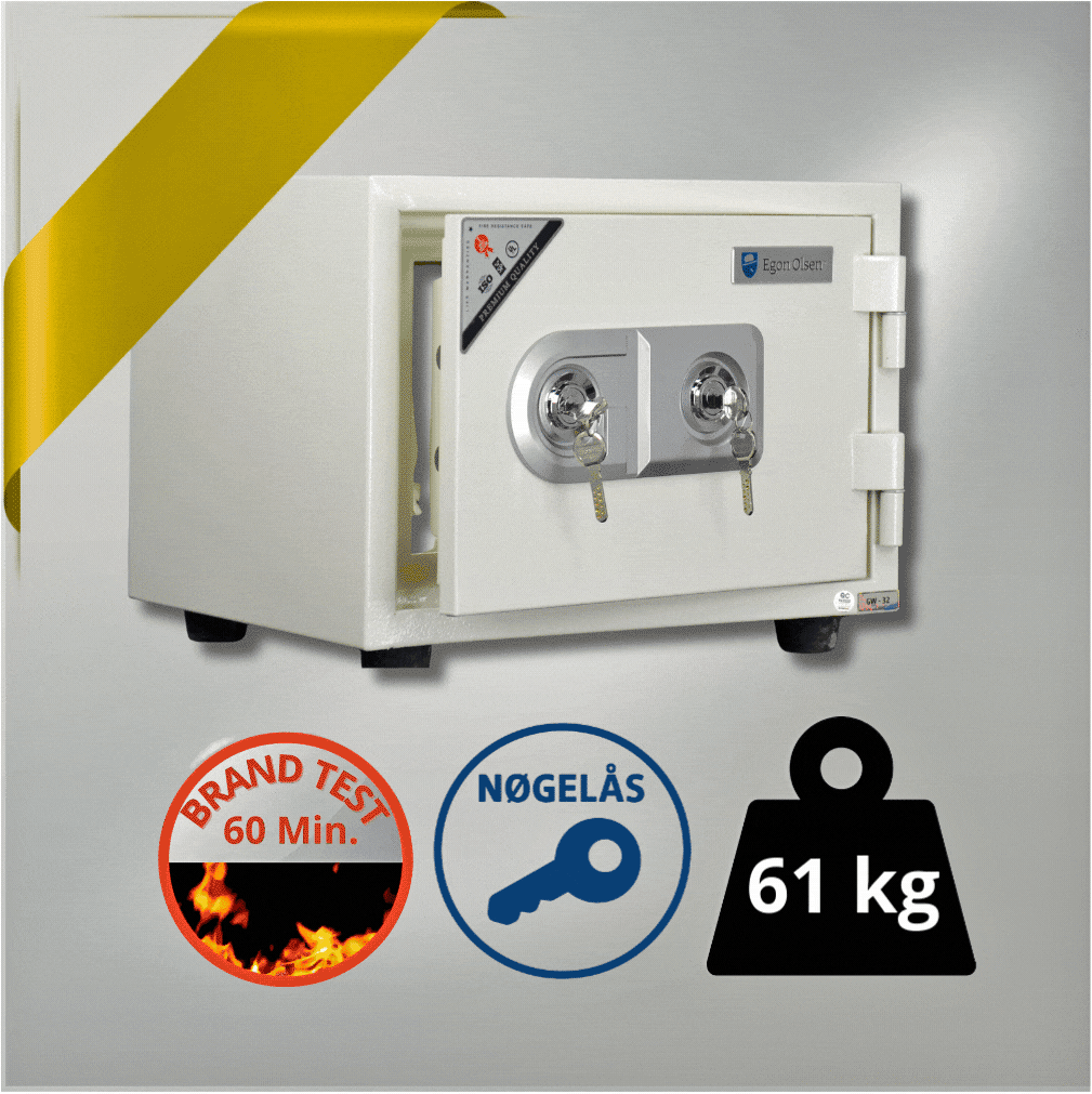 Egon Olsen pengeskab med nøglelås