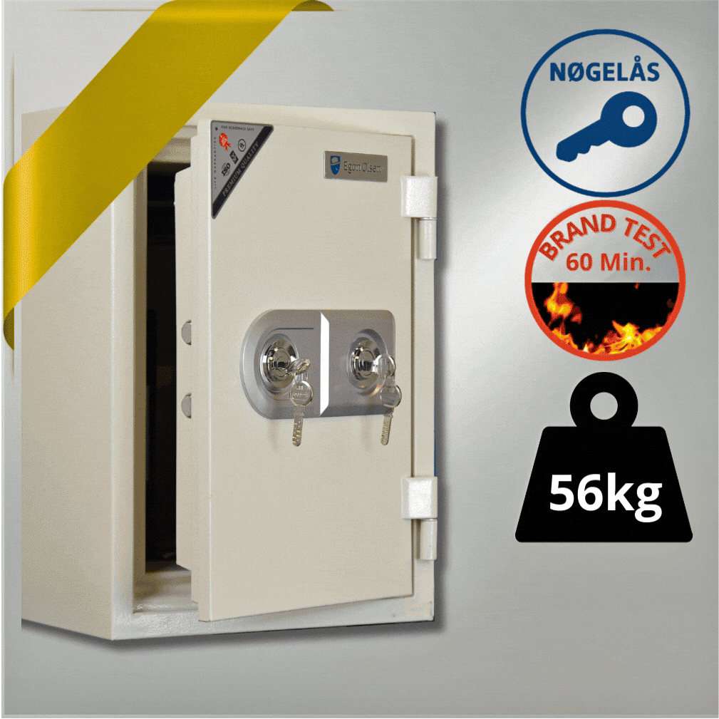 Egon Olsen pengeskab med nøgle lås