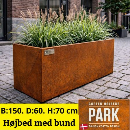 Stort højbed og plantekumme i Corten stål