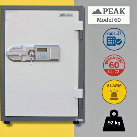 Rummeligt Egon Olsen pengeskab med kode, alarm, brandsikkerhed og indvendig boks